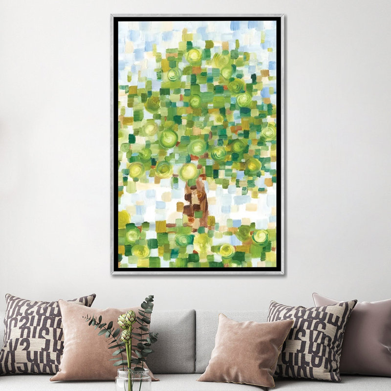 Reproduction d’art, "matelassée Tree II" par Ethan Harper, H 60 po x l 40po x P 1,5 po, Toile avec cadre argenté