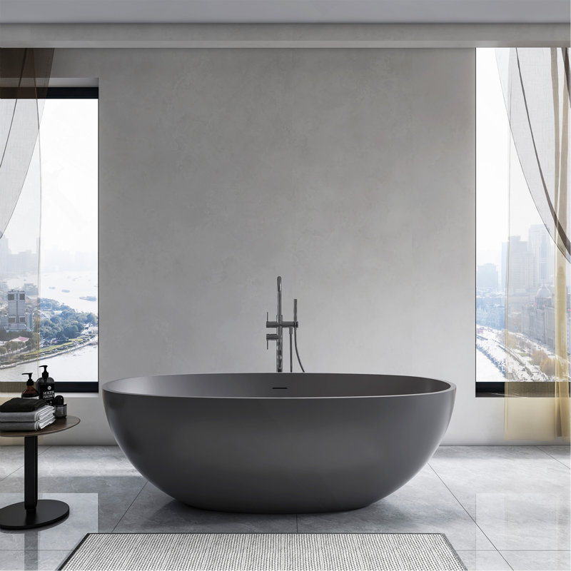 Baignoire de trempage autoportante 65,2 pouces pour salle de bain