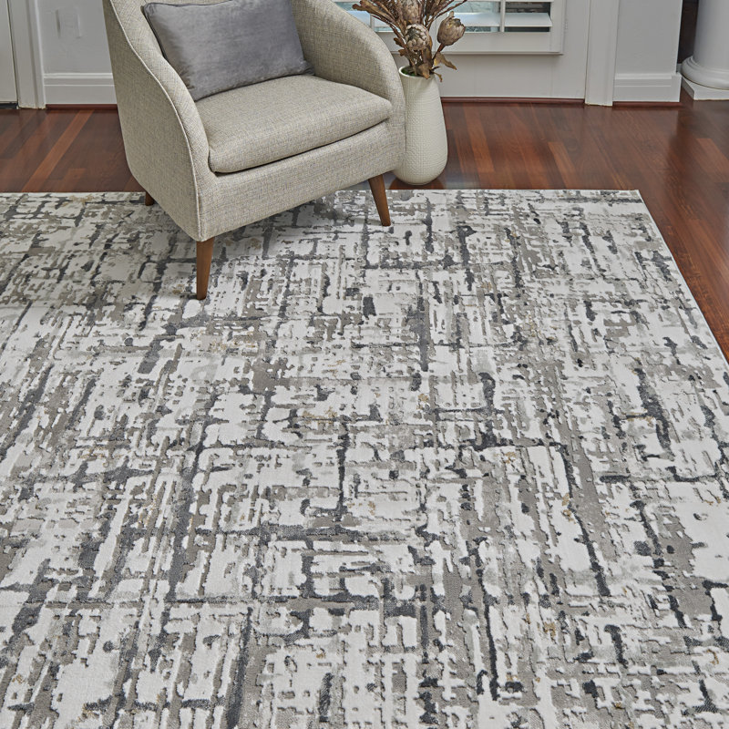  Tapis gris / noir Quattro Lhasa, Rectangle 5 pi 3 po x 7 pi