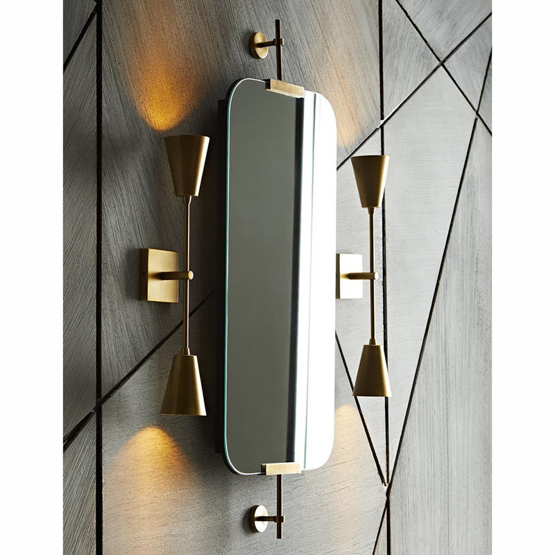 Madden Flat Metal Wall Mirror, Antique Brass
