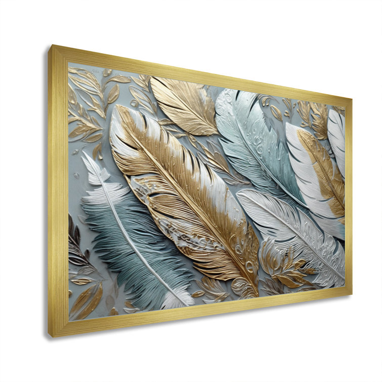 Gold Feathers VI Gray Dakota Fields Size: 30 H x 20 W