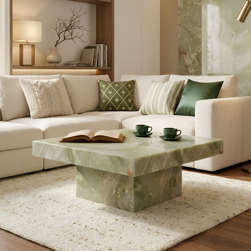 Table basse moderne avec un design texturé élégant, Vert