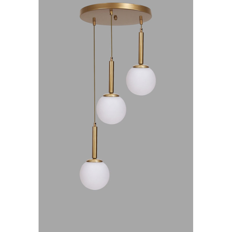 Lustre élégant en métal, finition blanche et dorée, hauteur réglable 31,5 pouces | Plaque de base de 11,8 po de diamètre | 3 x douilles E27 de 40 W maximum (ampoules non incluses) | pour la salle à manger et les espaces de vie, design élégant et fonctionnel
