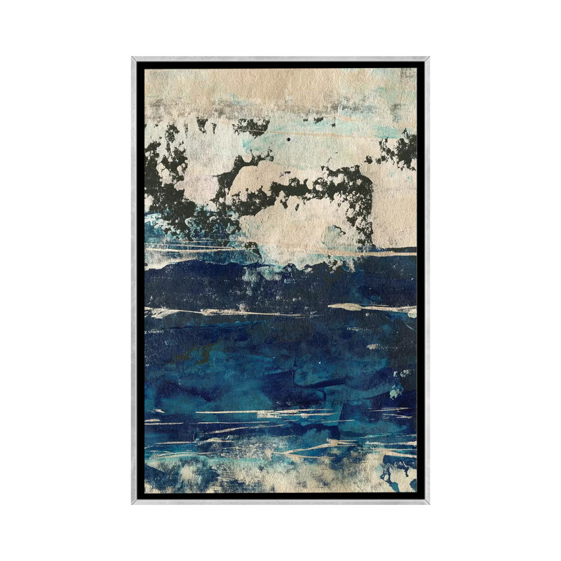 «Silver Surf II» par Ethan Harper - reproduction d'art, H 26 po x l 18 po x 1,5 po, Toile avec cadre argenté, Pas de tapis