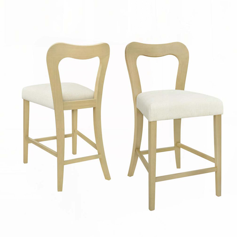 Tabouret de comptoir en bois massif, tabourets de bar, Bois de frêne naturel, Beige
