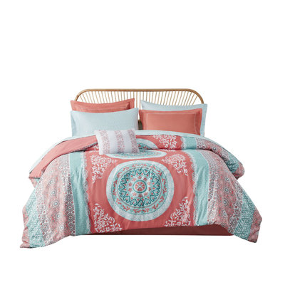 Draps et édredons pour chambre à coucher - imprimé médaillon, tissu en microfibre, collection de literie décorative avec rembourrage,