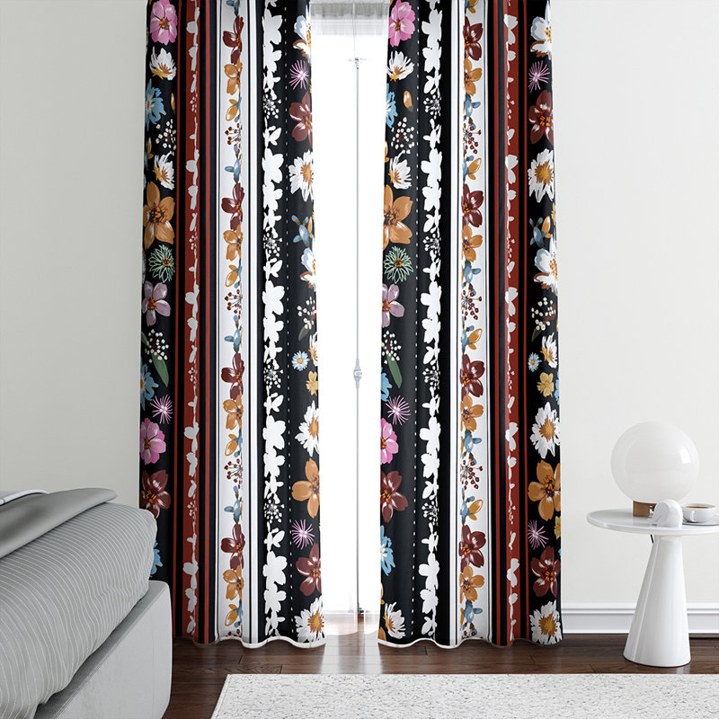 Panneau de rideau floral semi-transparent, L 20 po x L 52 po
