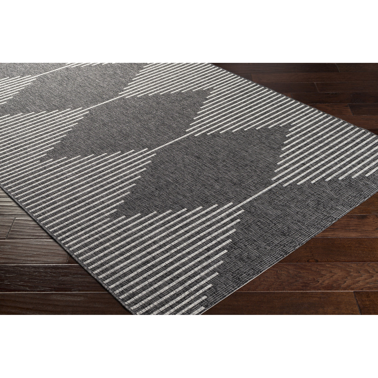 Abdulazeez Irielle Geometric Black Indoor/Outdoor Area Rug, Rectangle 2' x 2'11"