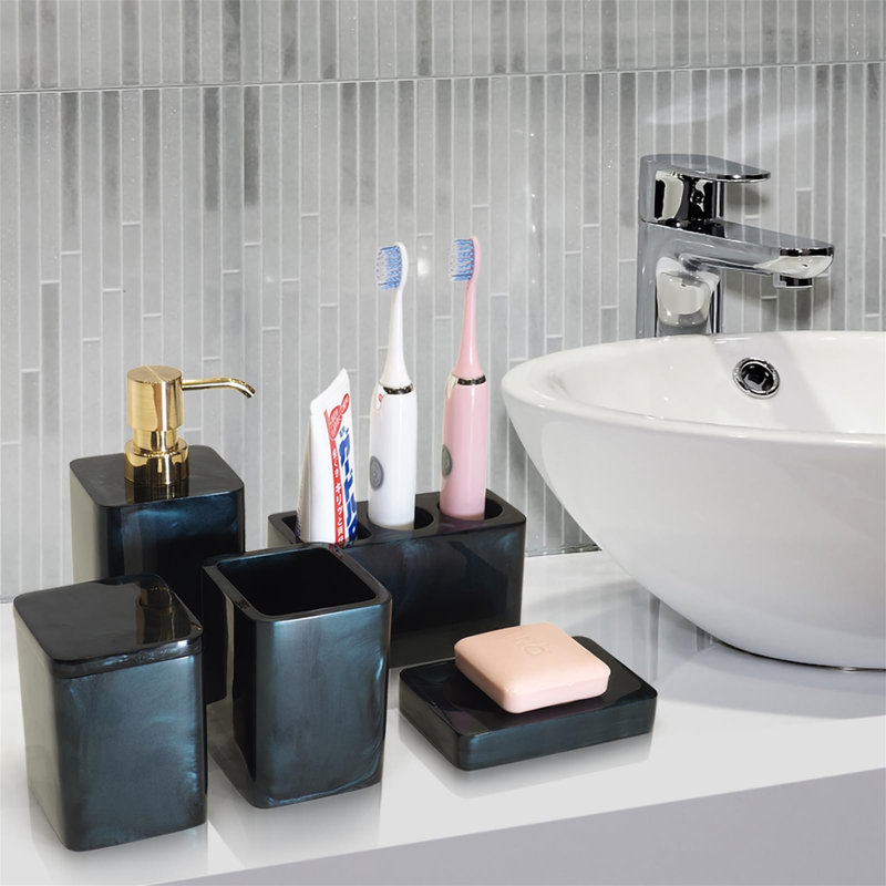 Cotrufello Bathroom Accessory Set, Pearl Black