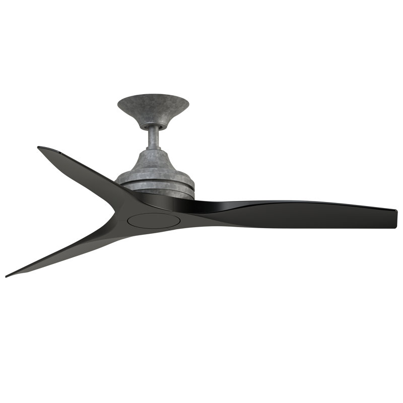 Spitfire 48 inch Indoor/Outdoor Ceiling Fan - Galvanized with Black Blades, Black, Galvanized