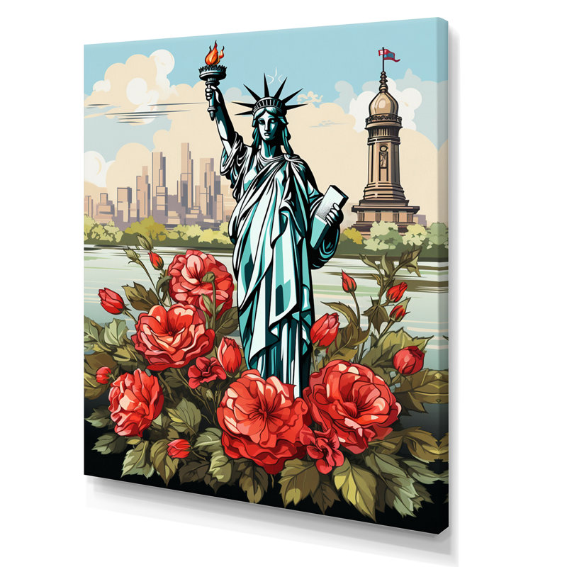Statue de la liberté rétro de New York - reproduction sur toile, 40" H x 30" W, Toile tendue