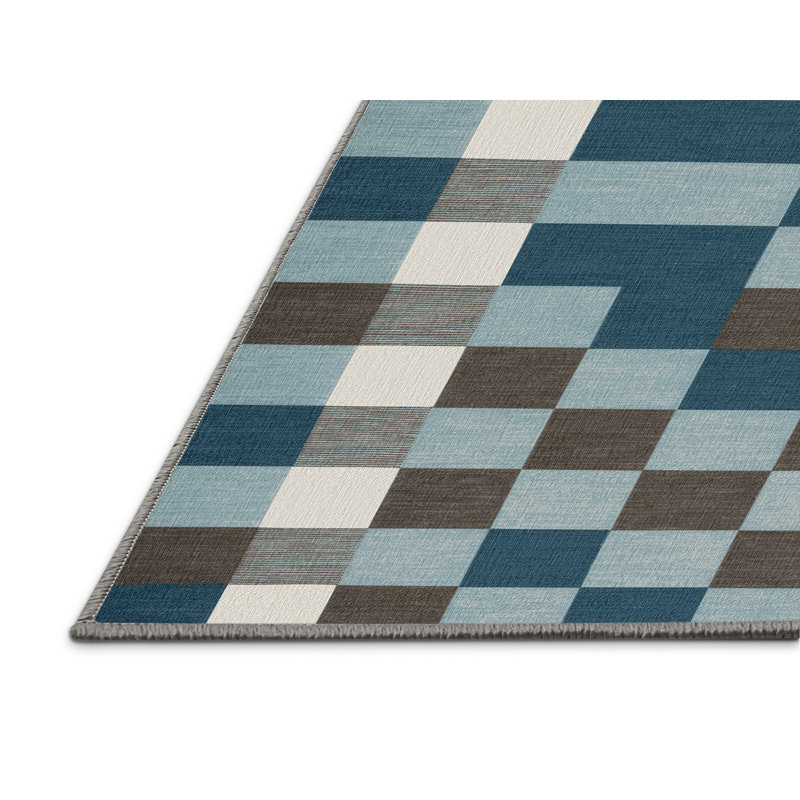 Machine Washable Botanical Brown Area Rug, Square 6'