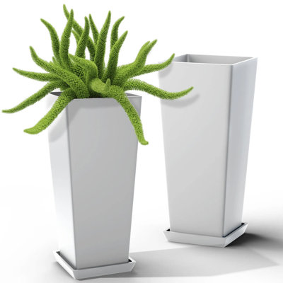 Set of 2 Tall Large Planters for Indoor Outdoor