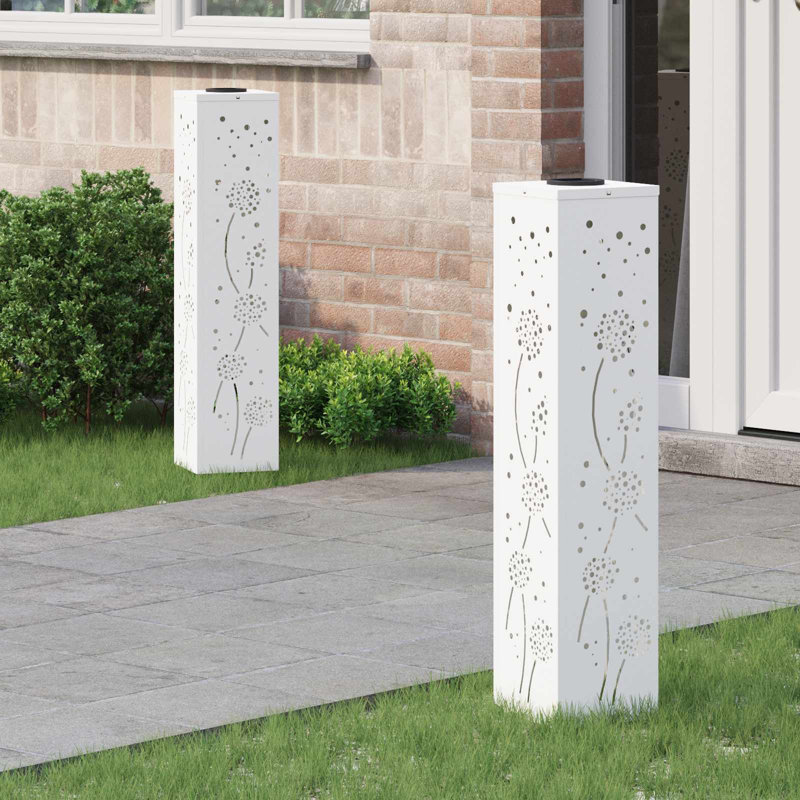 Solar Powered Steel Pathway Light, White, 80cm H x 18cm W x 18cm D