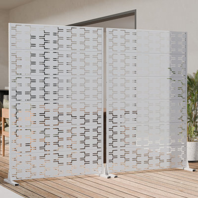 72" H x 47" W x 16" D Freestanding Outdoor Metal Privacy Screen Decorative Screen Room Divider Lattice Panel Fence Panel for Patio Set of 2