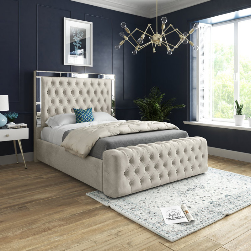 Aleck Upholstered Bed, Single (3'), Beige