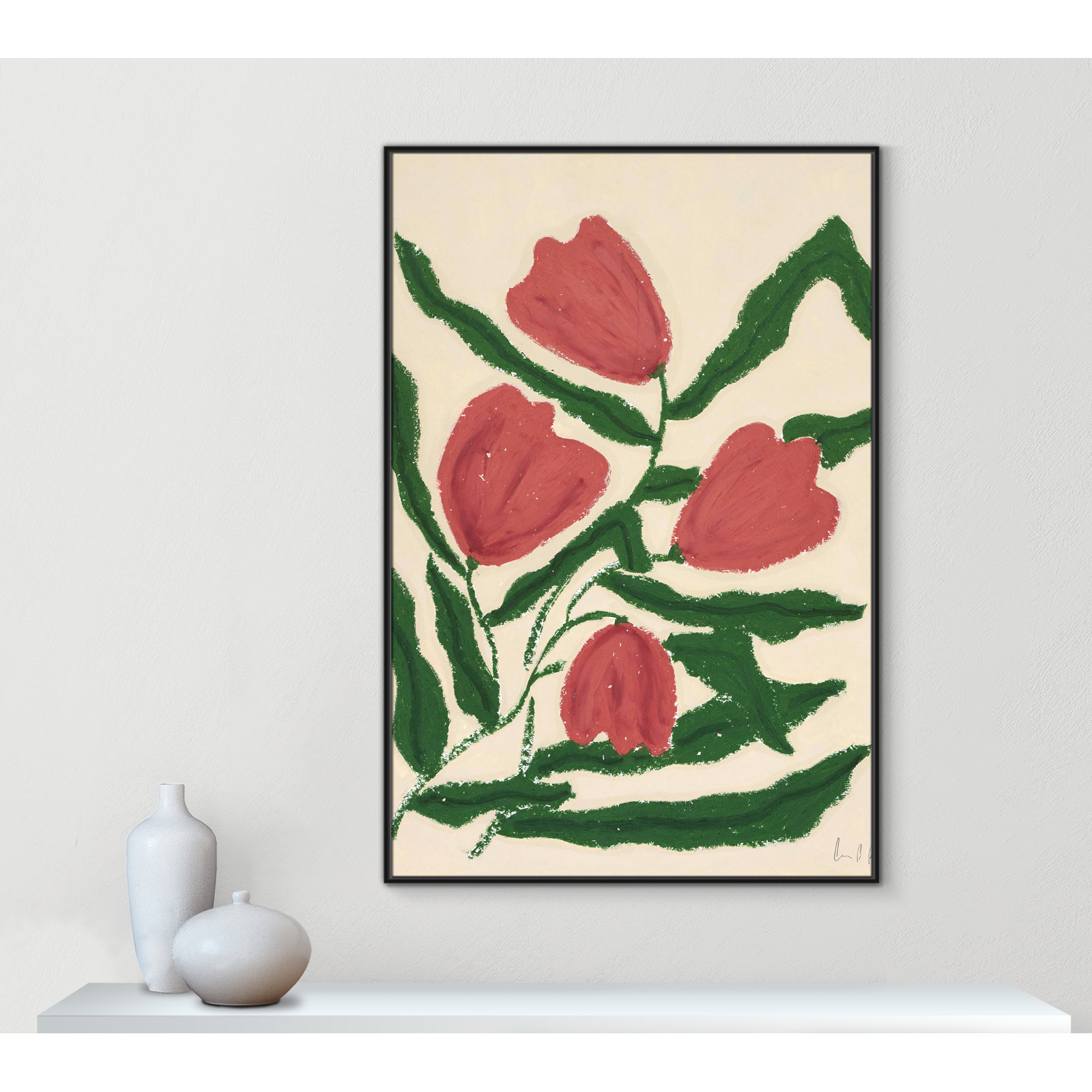 Colette "Red Tulips" Print by Camilla Bergqvist, 61.5" H x 41.5" W, Black