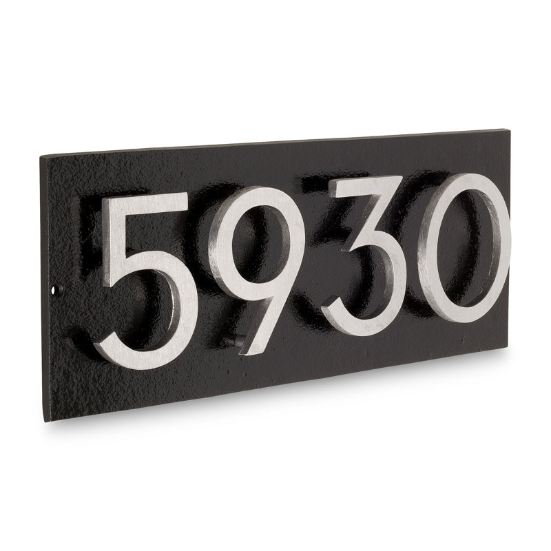 Floating Modern 6" Number Horizontal Address Plaque (4 Characters), Black, Yes, Black