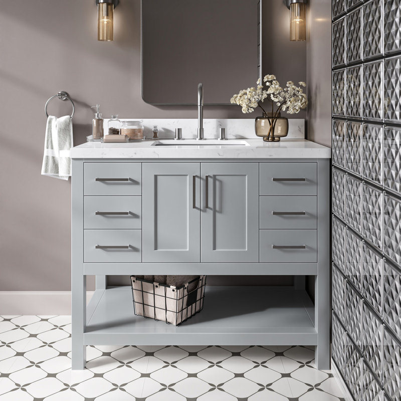 Meuble-lavabo simple 42 po ARIEL Moille, Gris, Rectangular