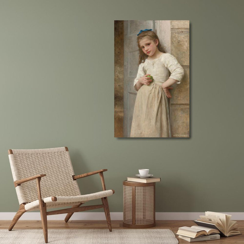 «Yvonne on the Doorstep» par William Bouguereau - Toile tendue avec châssis, H 40 po x l 28 po