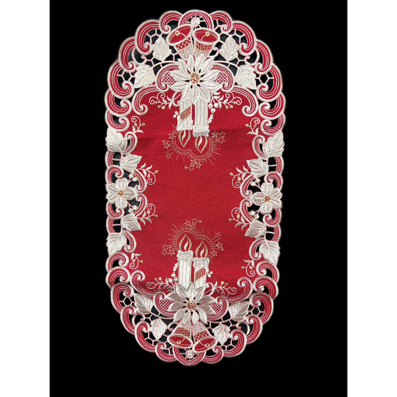 Chemin de table rectangulaire Poinsettia, L 45 po x l 16 po