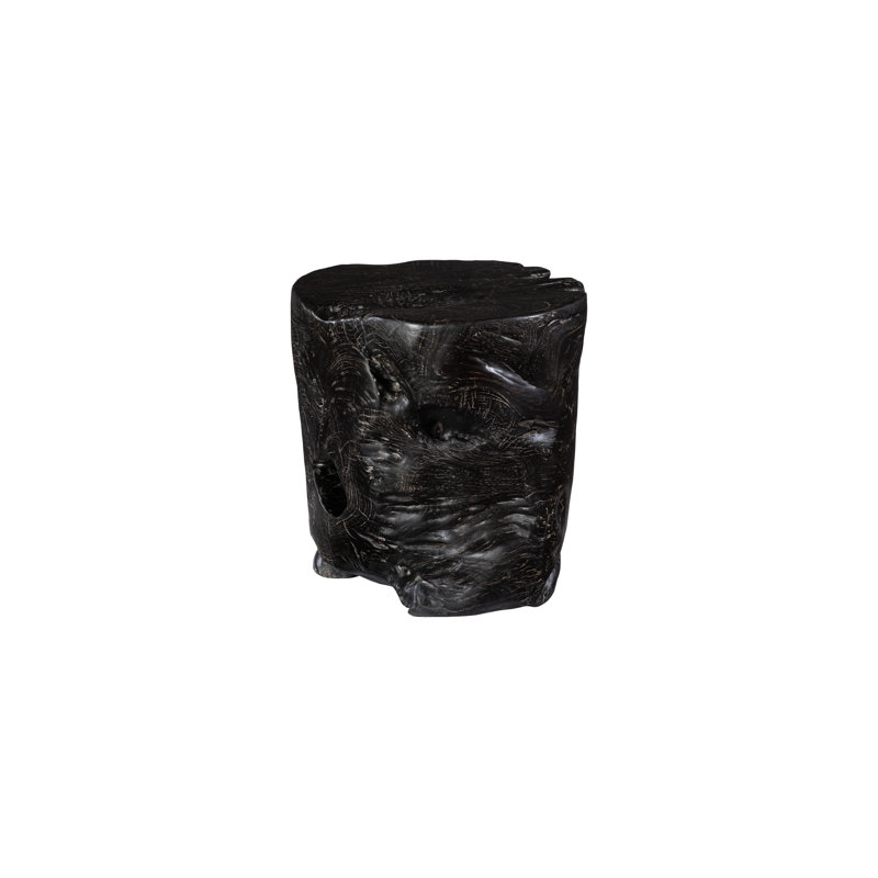 Black Wash Solid Wood Accent Stool