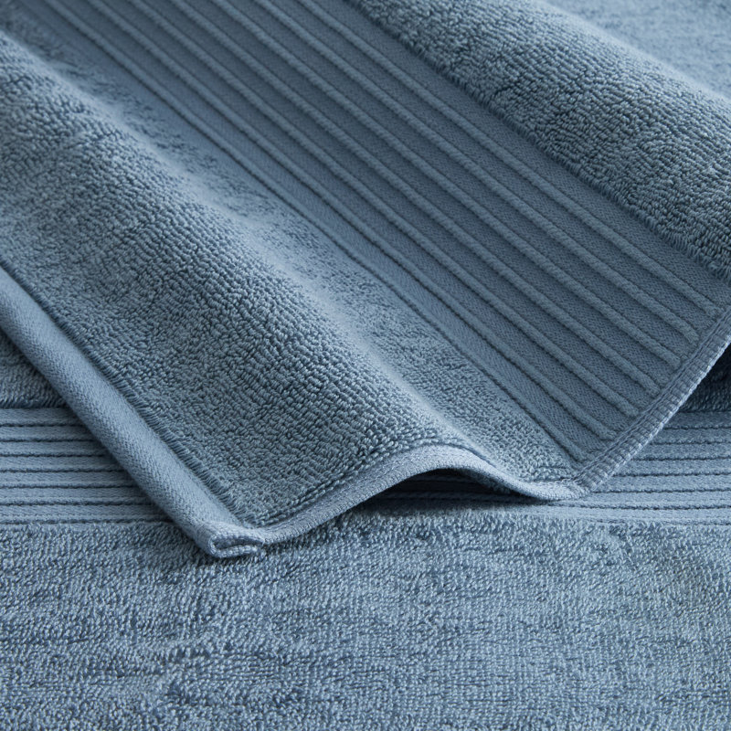 Ensemble de bordure Dobby 6 pièces Town & Country Country Everlyday, 2 salles de bain, 2 mains, 2 lavages, 100% coton, Bleu