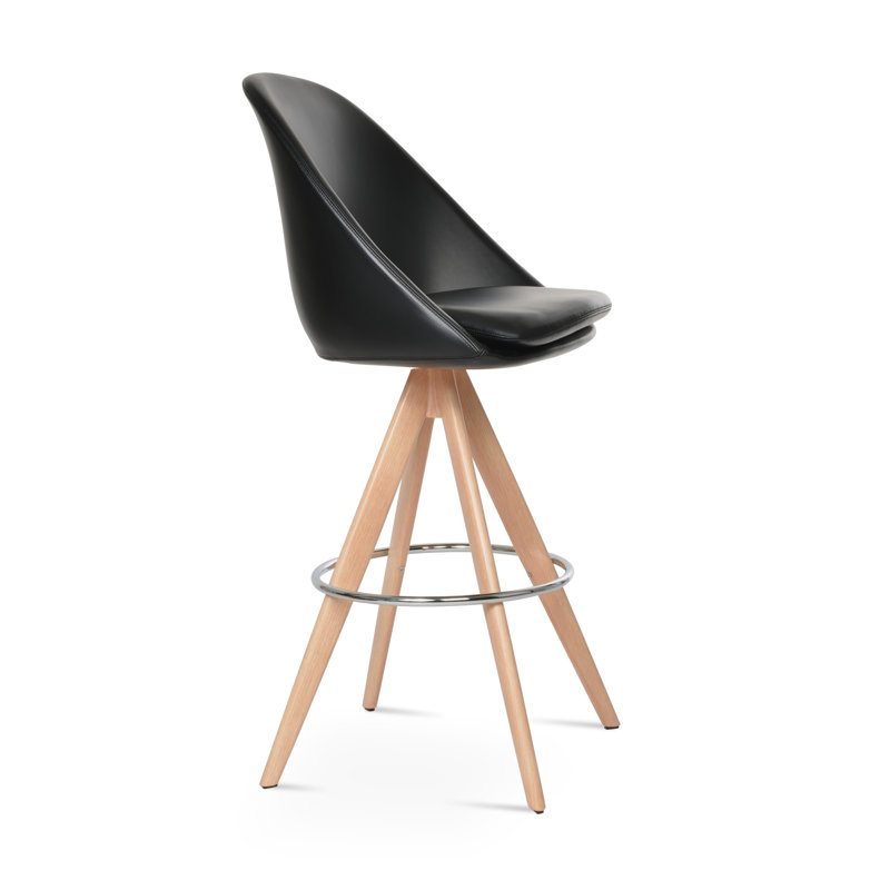 Tabouret pivotant Avanos Pyramid, Naturel, Noir, Tabouret de bar (hauteur du siège 28 po)