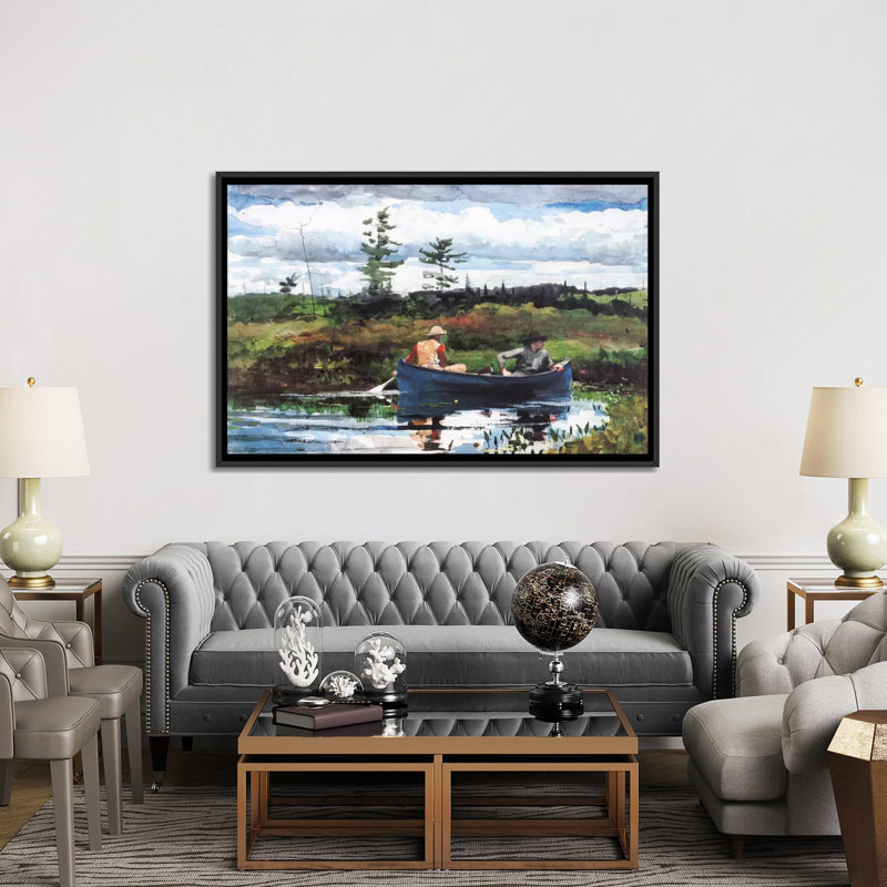 «The Blue Boat 1892» par Winslow Homer, reproduction d'art sur toile, H 18 po x l 26 po x P 1,5 po, Toile avec cadre noir