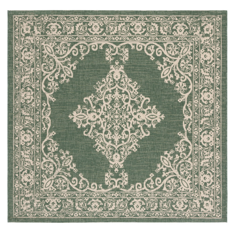 Tapis oriental d'intérieur / extérieur Courtyard Performance, Carré 6 pi 7 po