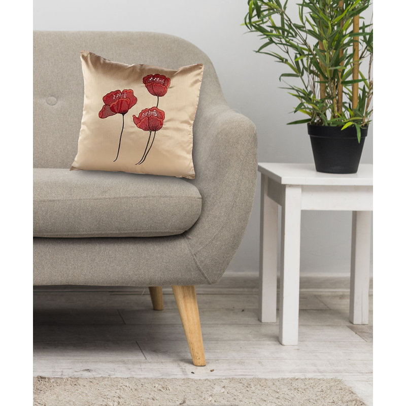 Dav Floral Square Throw Pillow Cover, 55 x 55cm, Cream