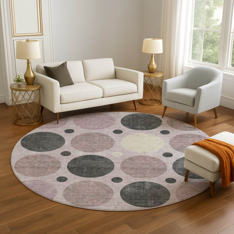 Premium Machine Washable Tiana AMF1949 Geometric Rug, Round 8'