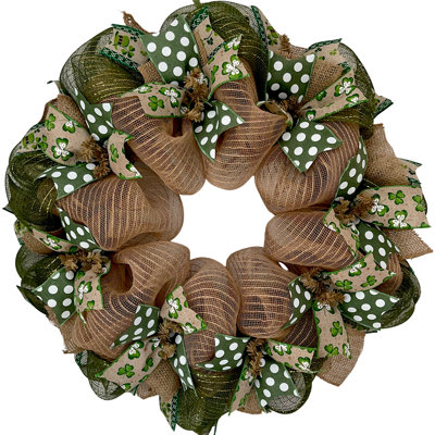 St. Patrick's Day Country Burlap Ribbon Wreath