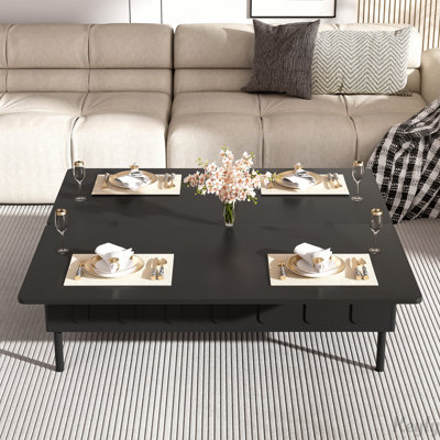 Lift-Top Coffee Table with Foldable Top and Hidden Storage Compartment by Keyly inc
