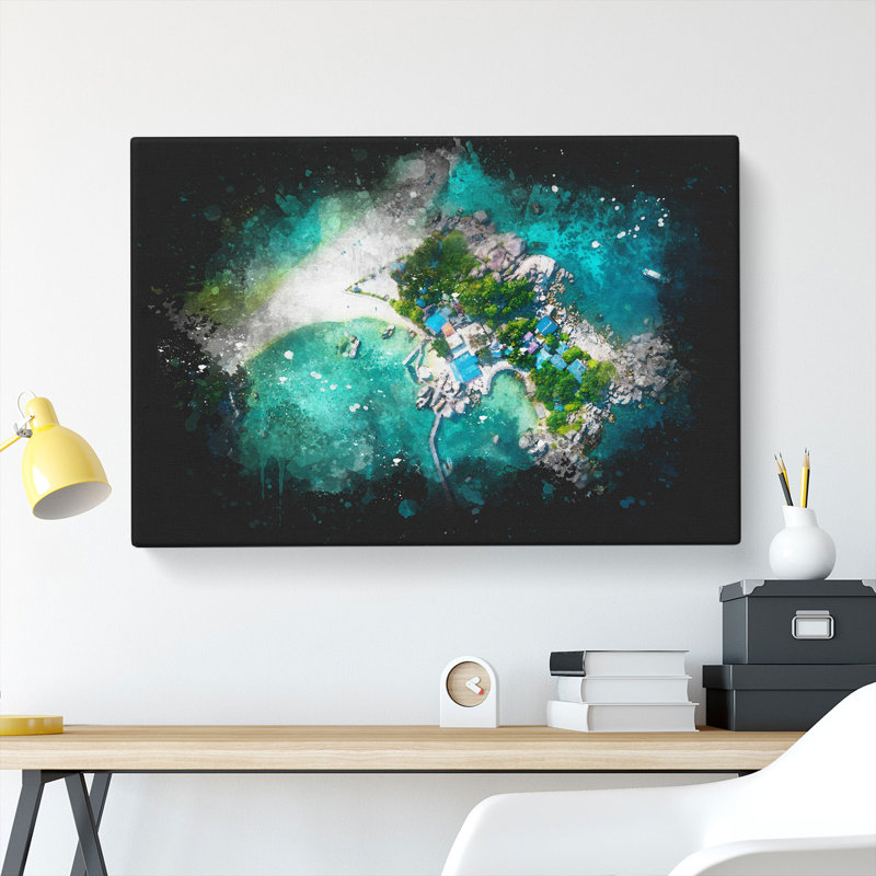 Koh Pha-Ngan In Ko Tao Thailand Paint Splash - Wrapped Canvas Print, 60cm H x 91cm W x 3cm D