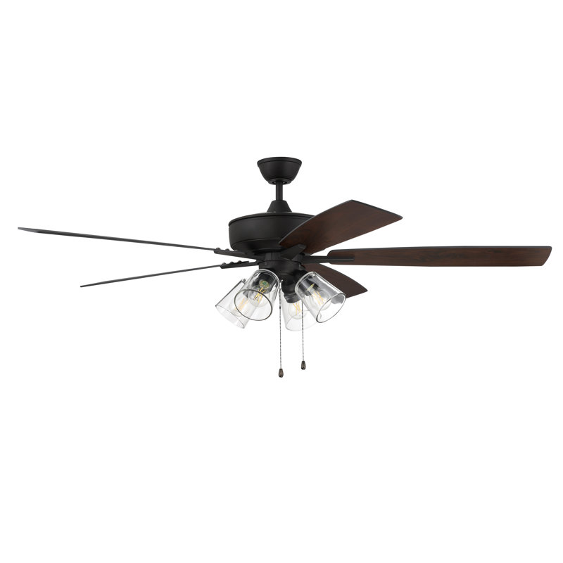 Super Pro 104 Clear 4 Light Kit 60'' Ceiling Fan with Light Kit, Black/Espresso