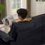 Canapé-lit modulaire en velours côtelé de 120 po avec rangement - conception moderne en forme de U, 4 places, parfait pour le salon, un appartement ou un salon, avec porte-gobelets pour plus de commodité (noir)-2075607053