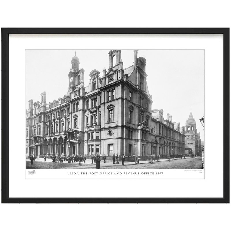 Leeds, The Post Office And Revenue Office 1897 - Single Picture Frame Print, 60cm H x 80cm W x 2.3cm D, Black/White