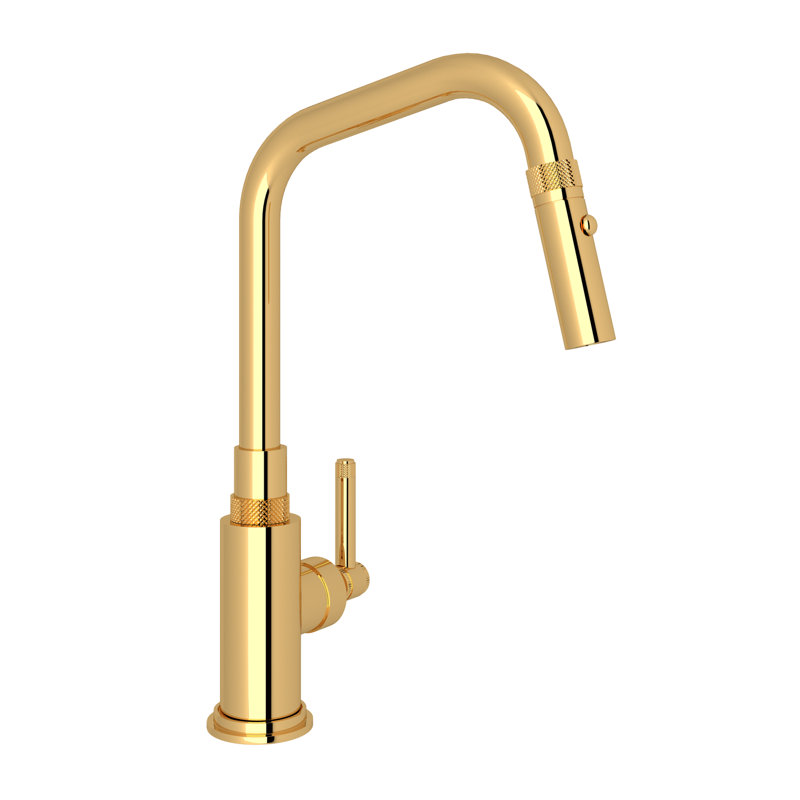 Campo Pull-Down Kitchen Faucet, Unlacquered Brass, Lever
