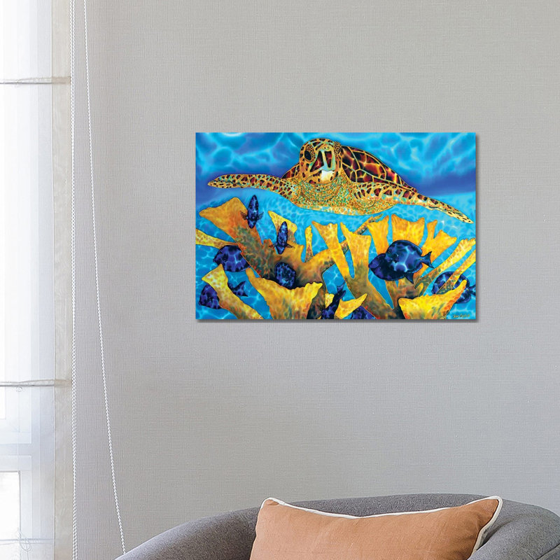 Hawksbill & Tangs par Daniel Jean-Baptiste - reproduction d'art, H 18 po x l 26 po x P 1,5 po, Toile tendue, Non mat