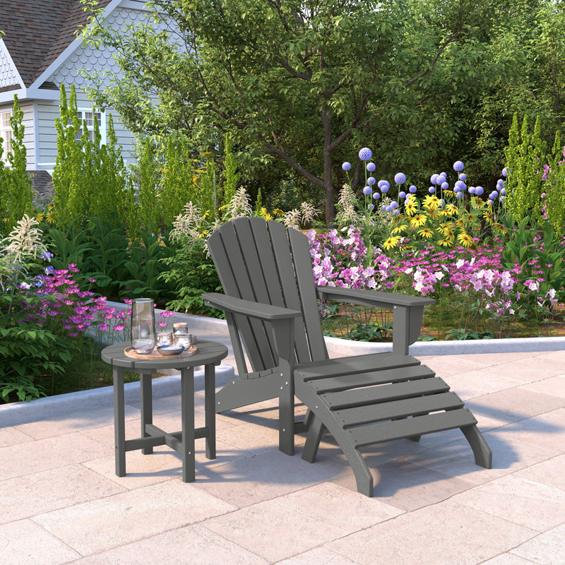 Chaise Adirondack en plastique avec repose-pieds Altura, gris