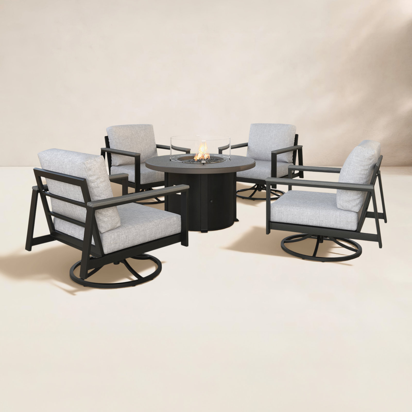 Townsend 4-Person Patio Seating Group, Canvas Granite Sunbrella® Canvas, Gray