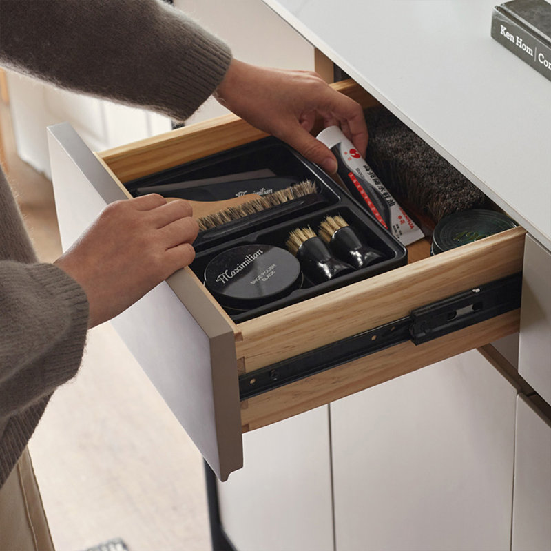 White + Black + Gray Sintered Stone + Solid Wood Shoe Storage