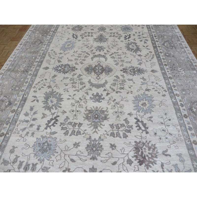 Tapis zone en laine rectangulaire 9 pi 9 po x 13 pi 9 po main-of-kind noué la oushak Dripping Springs