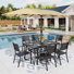 6 - Person Metal Patio Dining Set With Rectangular Table & Umbrella