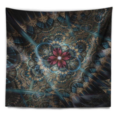 Tapisserie de fleur de fractale pourpre foncé Floral