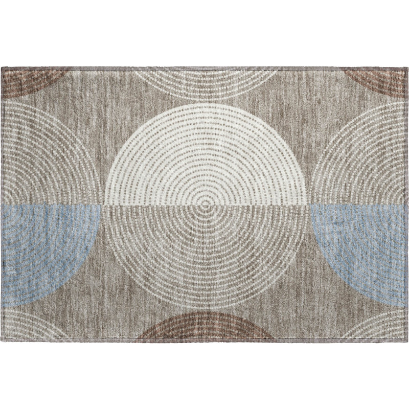 Premium Machine Washable Mayfield AMF2281 Geometric Rug, 1'8" x 2'6", Taupe
