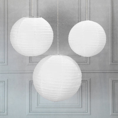 White Multi-Size Paper Lanterns - 6 Count
