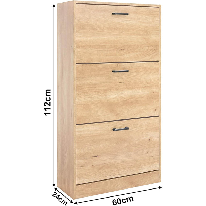 18 Pair Shoe Storage Cabinet, Pine/Black