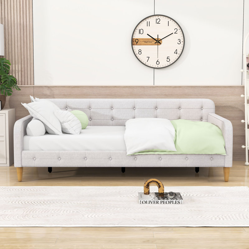 Upholstered Daybed with Versatile Design, Twin, Beige